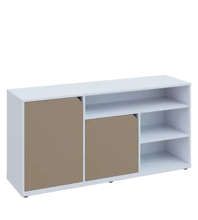 KU2-15DN3 L skříňka nízká 2-dveřová, nika, 740x1522x400, provedení levé, bílá sněžná/latte